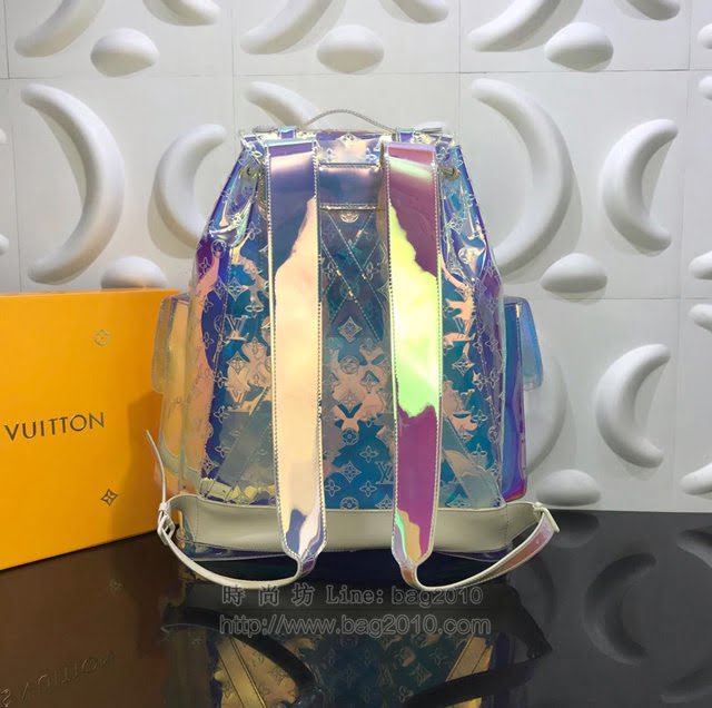 LV雙肩包 M44766 2019春夏新款 Christopher大號雙肩包 路易威登Prism半透明包 LV後背包 LV男背包  ydh3079